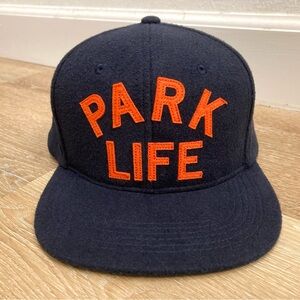 PARK LIFE WOOL NAVY DARK BLUE / ORANGE HAT SNAPBACK EXCELLENT CONDITION